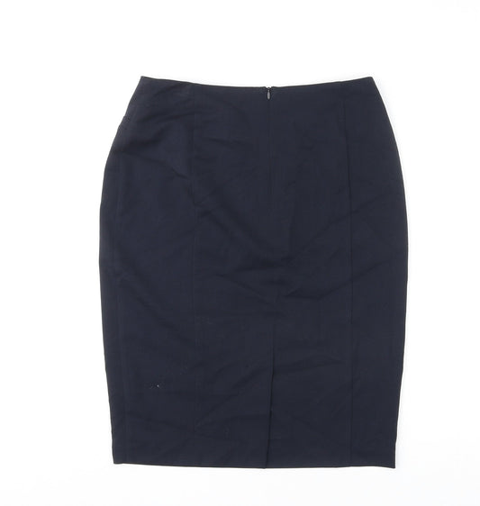 Marks and Spencer Womens Blue Polyester Straight & Pencil Skirt Size 10 Zip