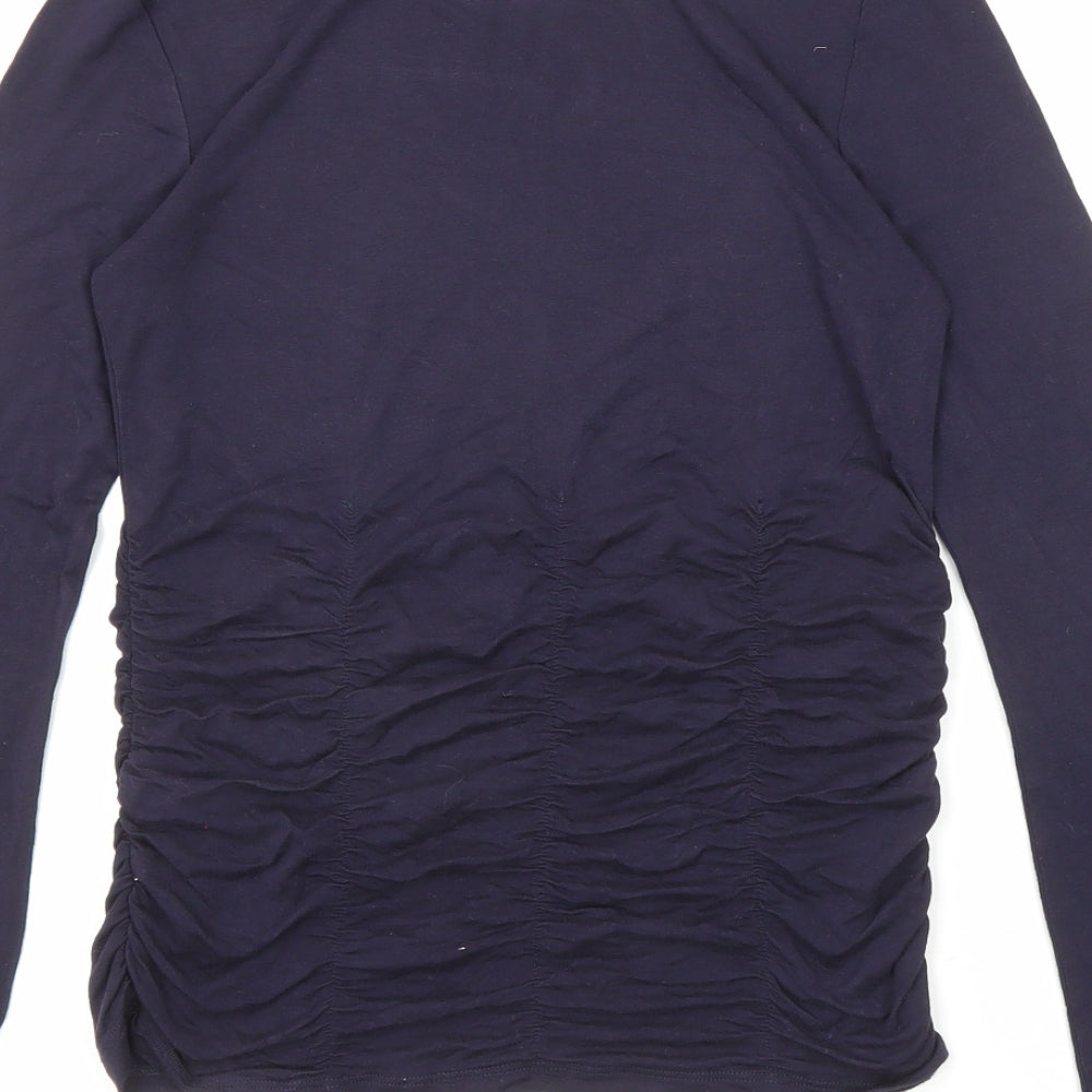 Marks and Spencer Womens Blue Viscose Basic T-Shirt Size 6 High Neck