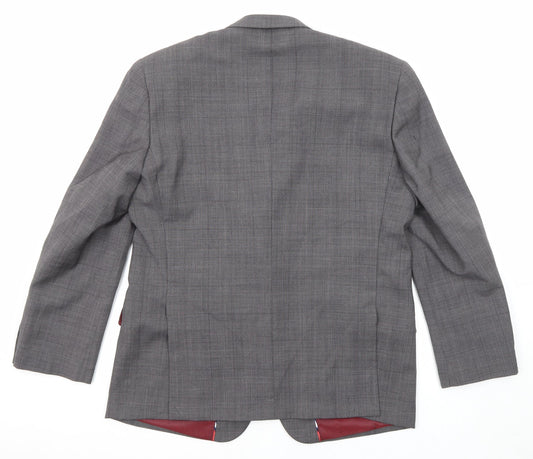 Skopes Mens Grey Check Wool Jacket Suit Jacket Size 42 Regular