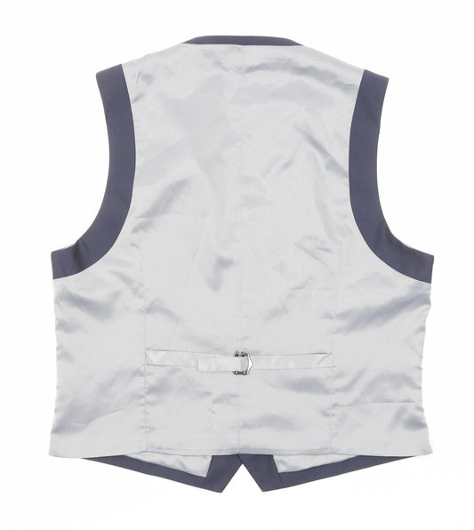 Burton Mens Blue Polyester Jacket Suit Waistcoat Size 44 Regular - Chest 44-48