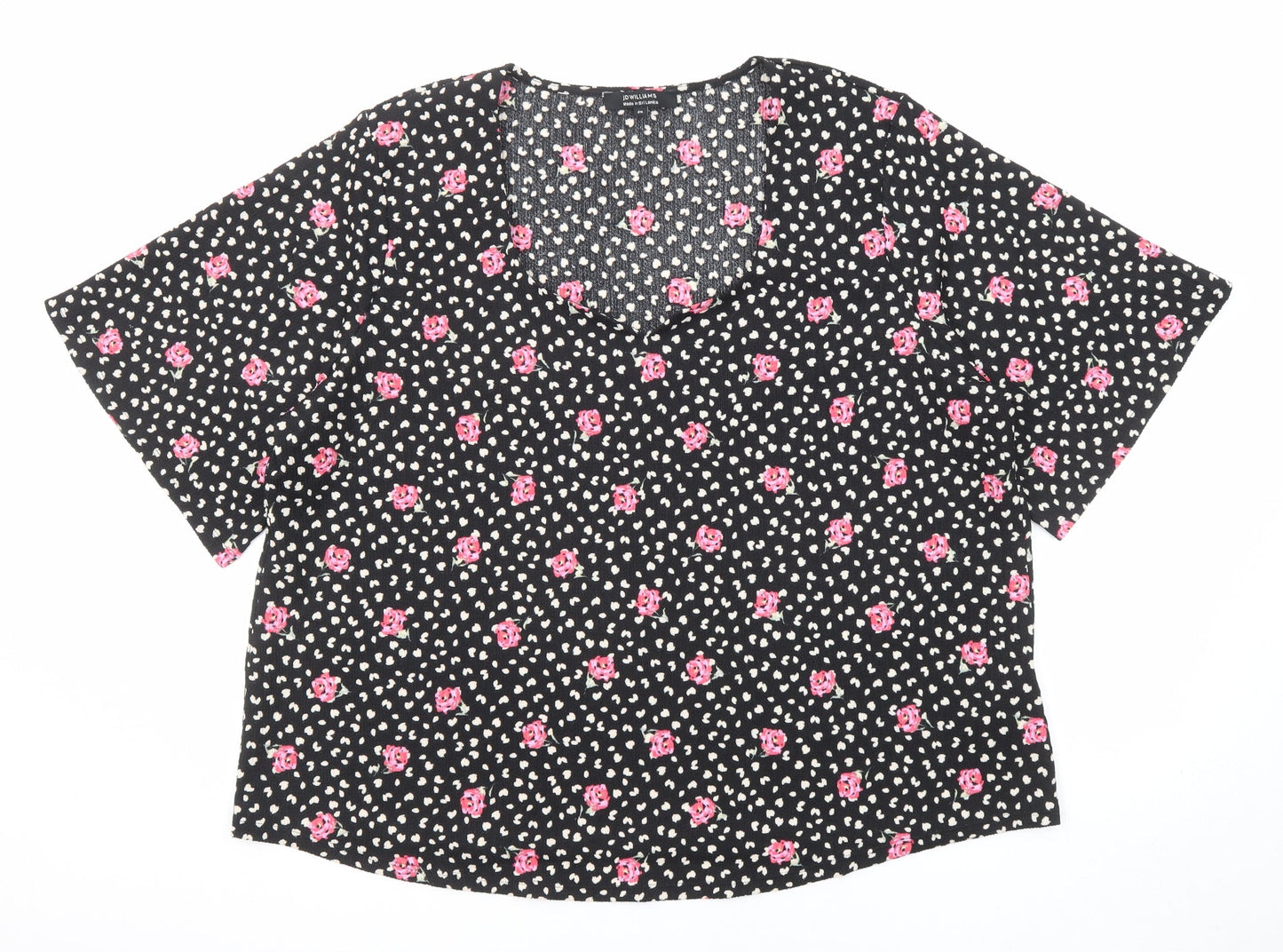 JD Williams Womens Black Floral Polyester Basic Blouse Size 26 Scoop Neck