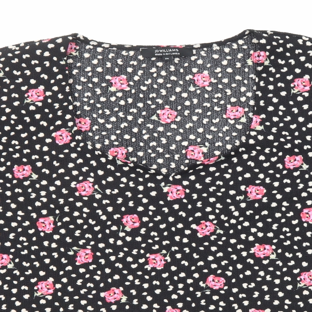 JD Williams Womens Black Floral Polyester Basic Blouse Size 26 Scoop Neck