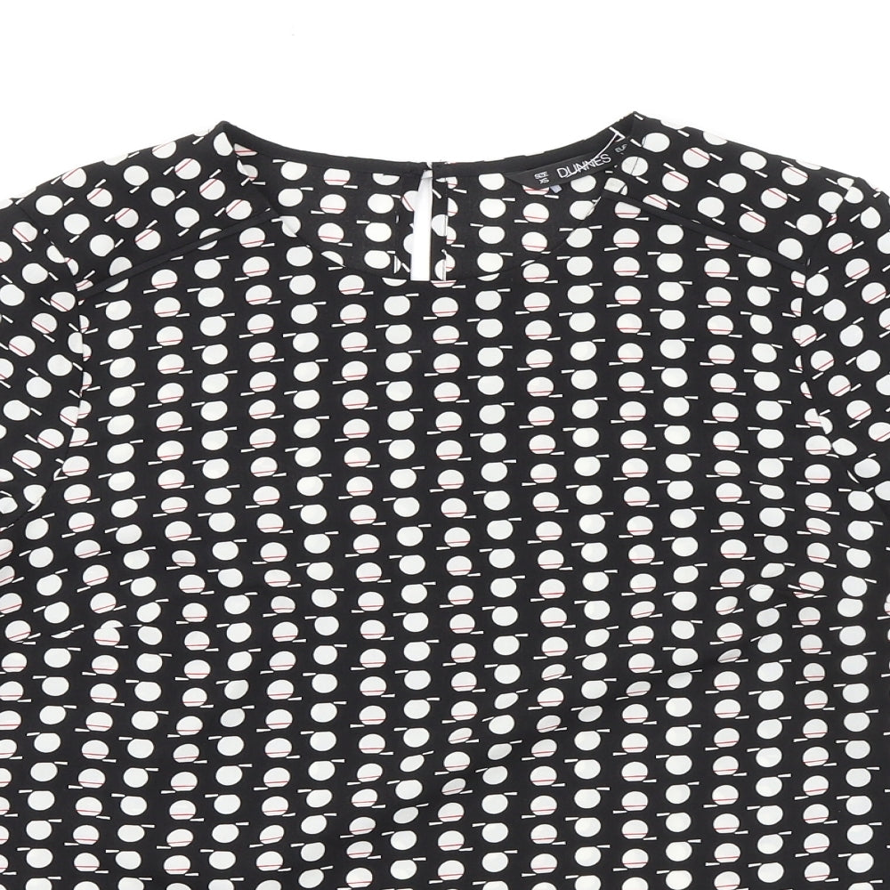 Dunnes Stores Womens Black Geometric Polyester Basic Blouse Size XS Round Neck