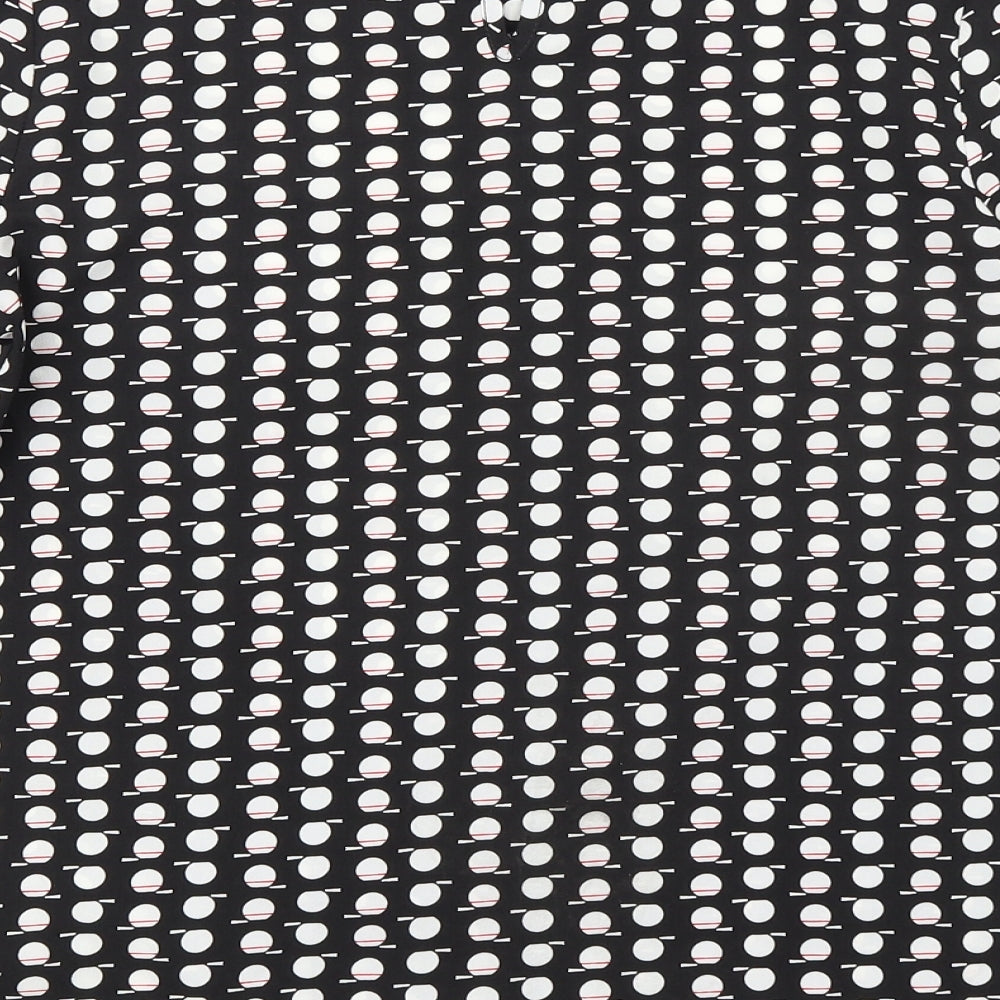 Dunnes Stores Womens Black Geometric Polyester Basic Blouse Size XS Round Neck