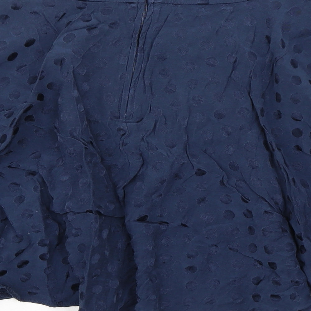 ORSAY Womens Blue Polka Dot Viscose Swing Skirt Size 8 Zip