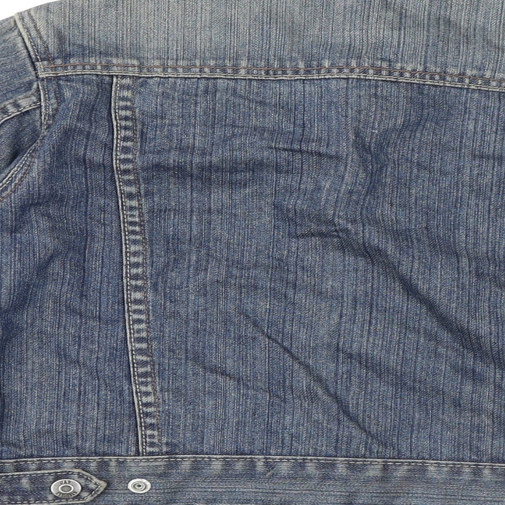 Brand and care label for Gap boys’ blue herringbone basic jacket jacket, size 6-7, years button