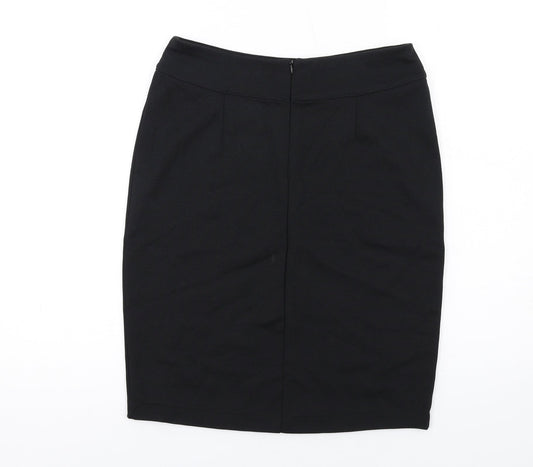 Fair Indigo Womens Black Cotton A-Line Skirt Size S Zip