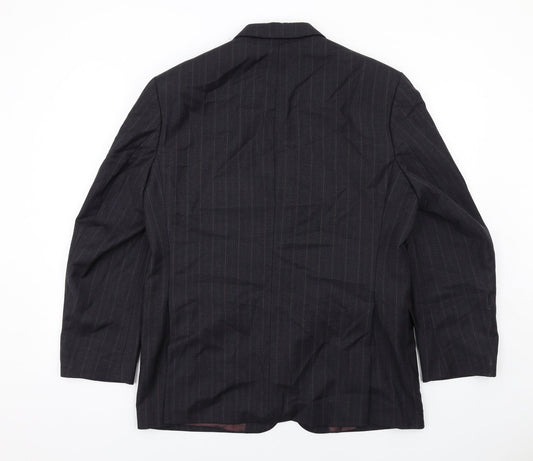 Marks and Spencer Mens Blue Striped Wool Jacket Suit Jacket Size 40 Regular