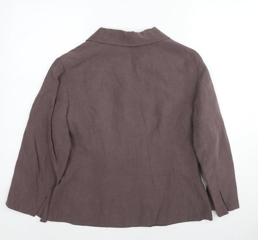 St Michael Womens Brown Jacket Blazer Size 14 Button
