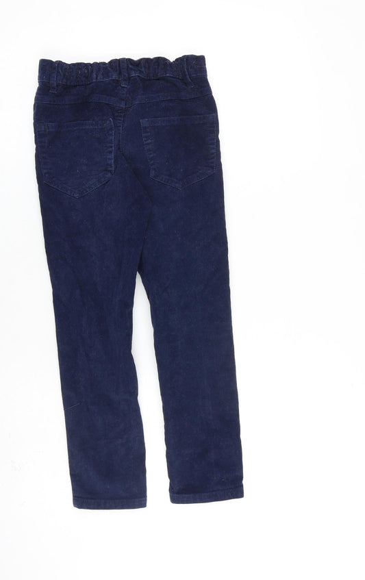 M&Co Girls Blue Cotton Carrot Trousers Size 6-7 Years L21 in Regular Zip
