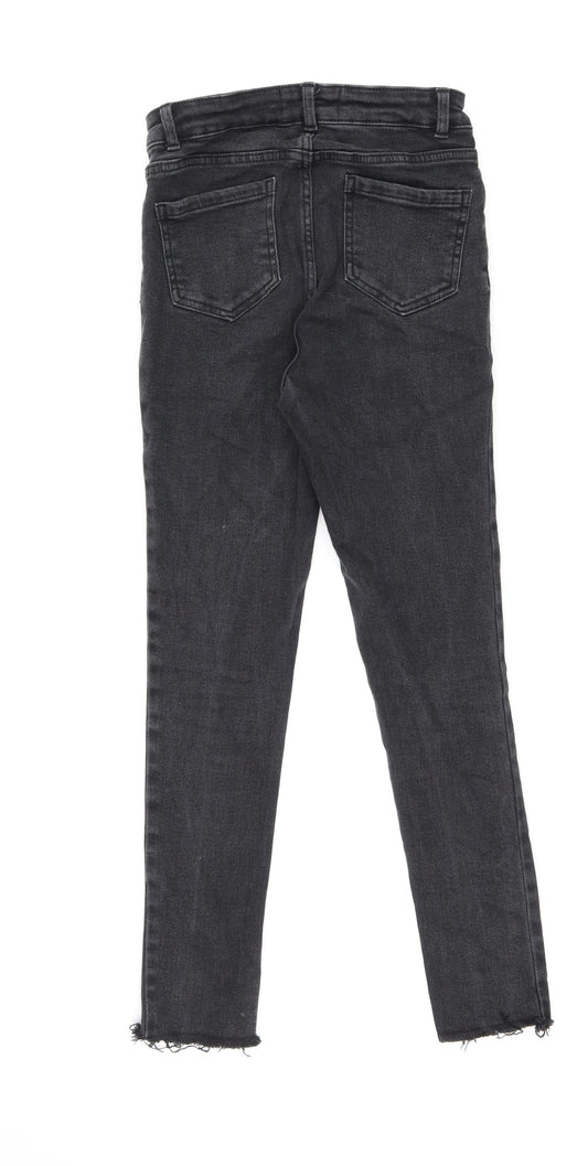 New Look Girls Grey Cotton Skinny Jeans Size 14 Years L26 in Regular Zip
