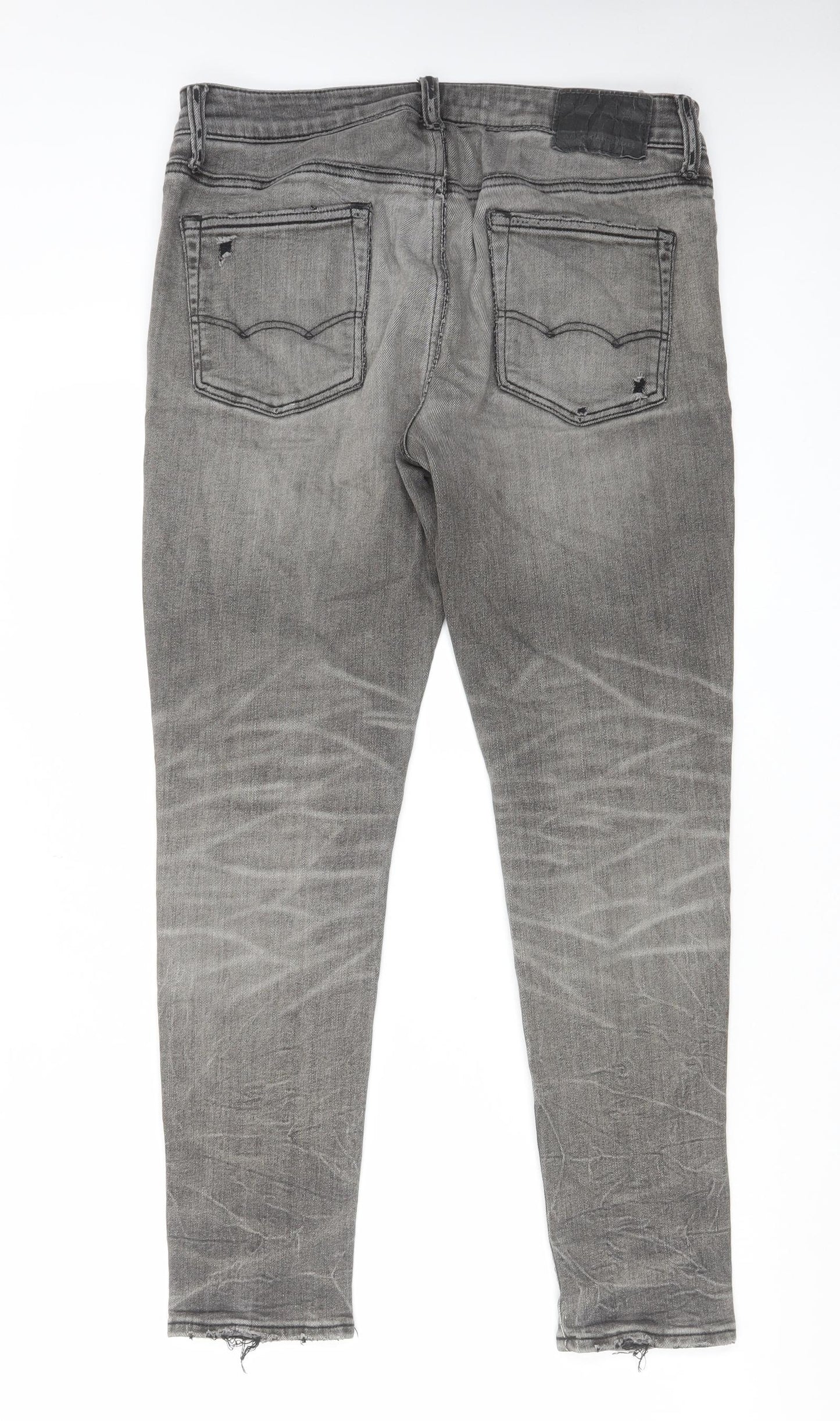 American Eagle Outfitters Mens Grey Cotton Straight Jeans Size 32 in L30 in Regular Zip