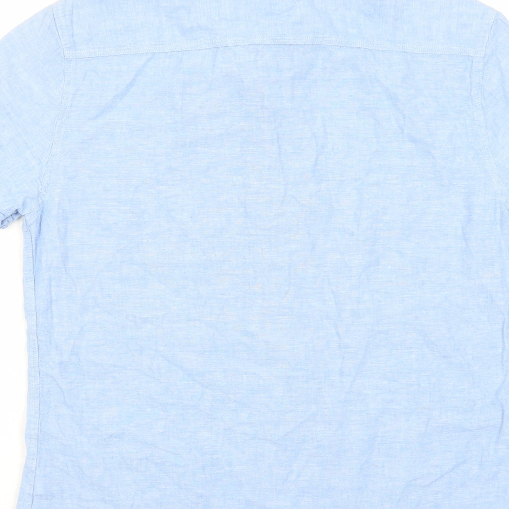 Burton Mens Blue Cotton Button-Up Size M Collared Button