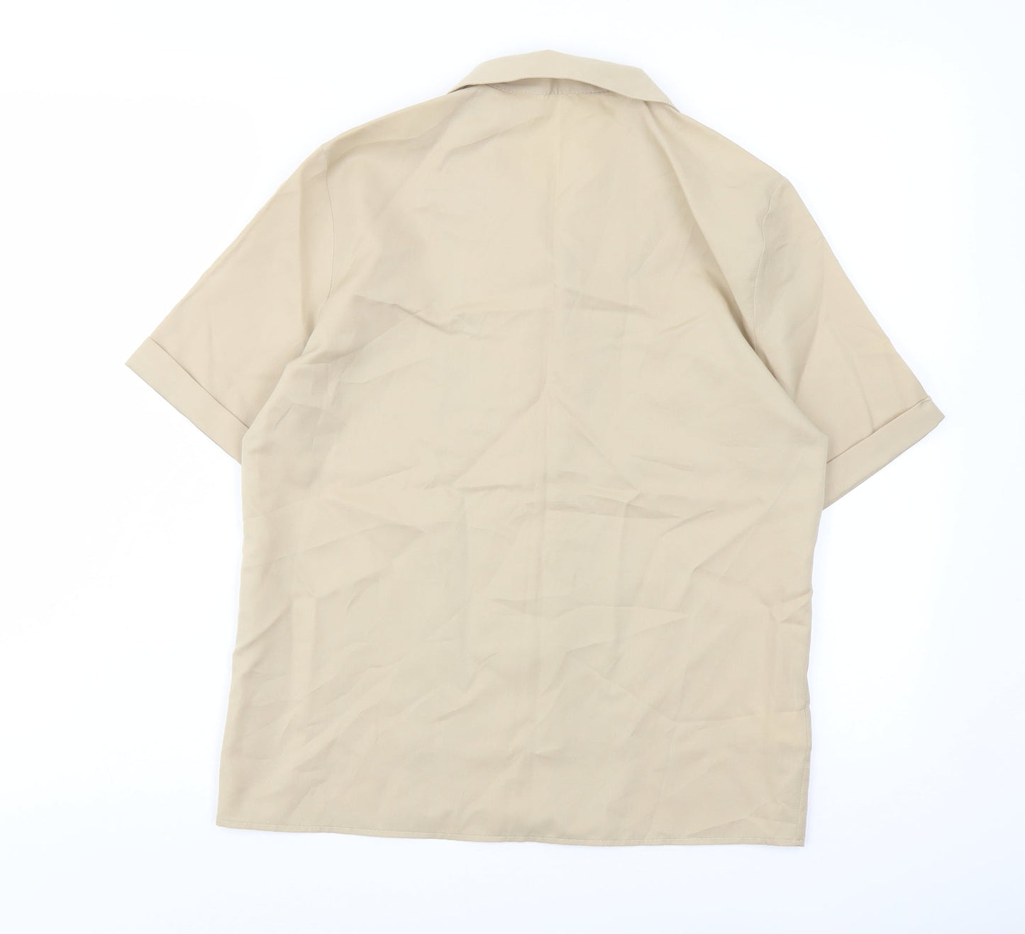 St Michael Womens Beige Polyester Basic Button-Up Size 10 Collared