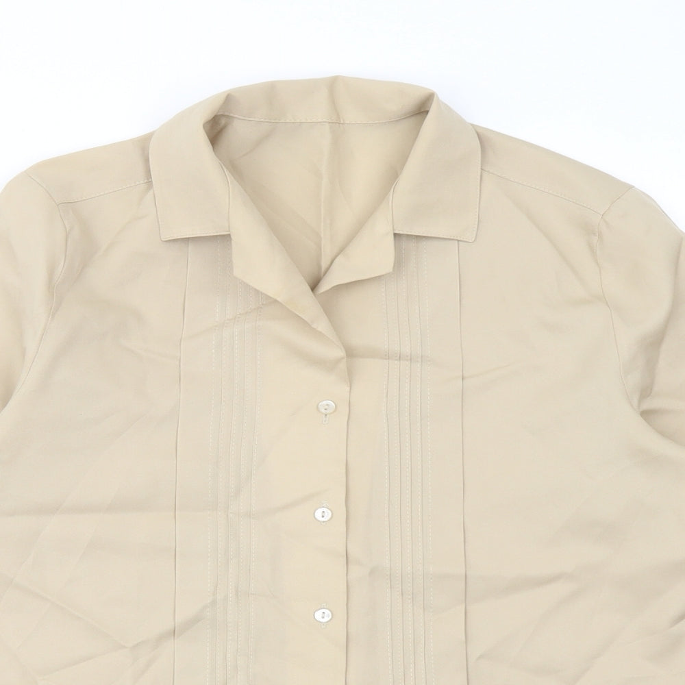 St Michael Womens Beige Polyester Basic Button-Up Size 10 Collared