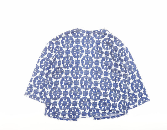 H&M Womens Blue Geometric Jacket Coatigan Size XS
