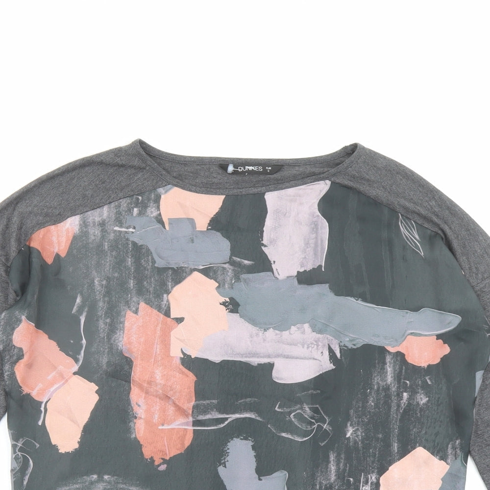 Dunnes Stores Womens Grey Polyester Basic T-Shirt Size S Round Neck