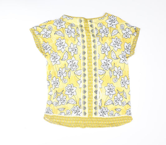 Womens UK Size 14 Olsen Yellow Polyester T-Shirt