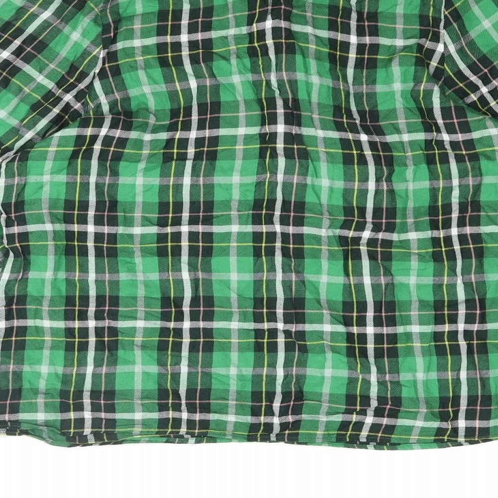 Twist & Tango Womens Green Plaid Polyester Basic Button-Up Size 8 Round Neck