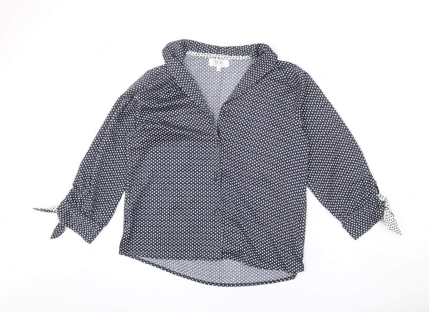 Nine Womens Blue Polyester Basic Button-Up Size 10 Collared
