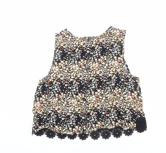 Brave Soul Womens Multicoloured Floral Viscose Basic Tank Size M Round Neck