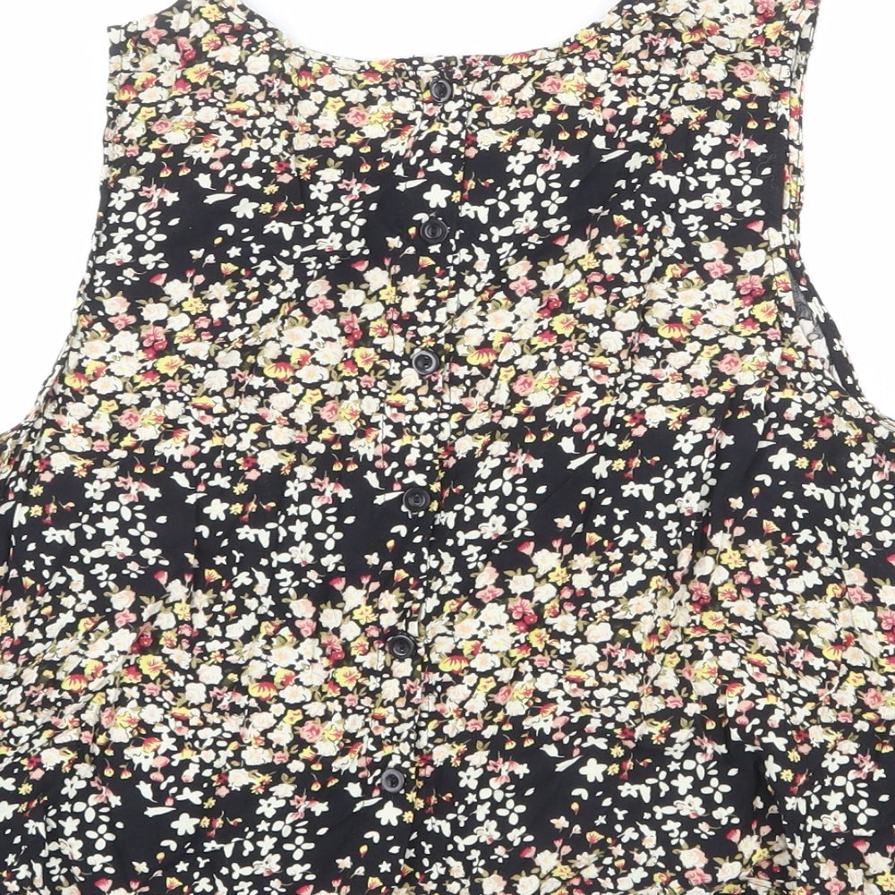 Brave Soul Womens Multicoloured Floral Viscose Basic Tank Size M Round Neck