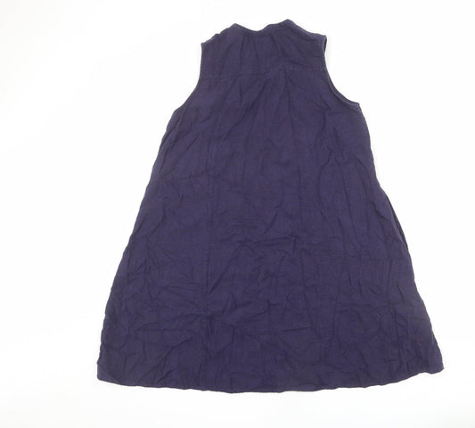 Arienti Womens Blue Polyester A-Line Size 12 V-Neck Button