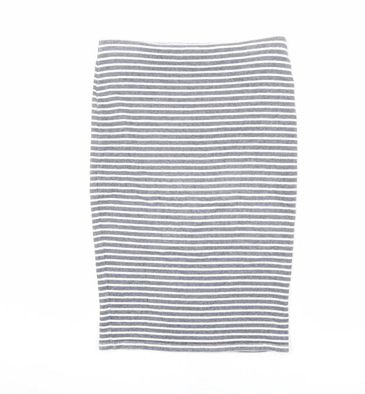 Marks and Spencer Womens Blue Striped Cotton Bandage Skirt Size 12