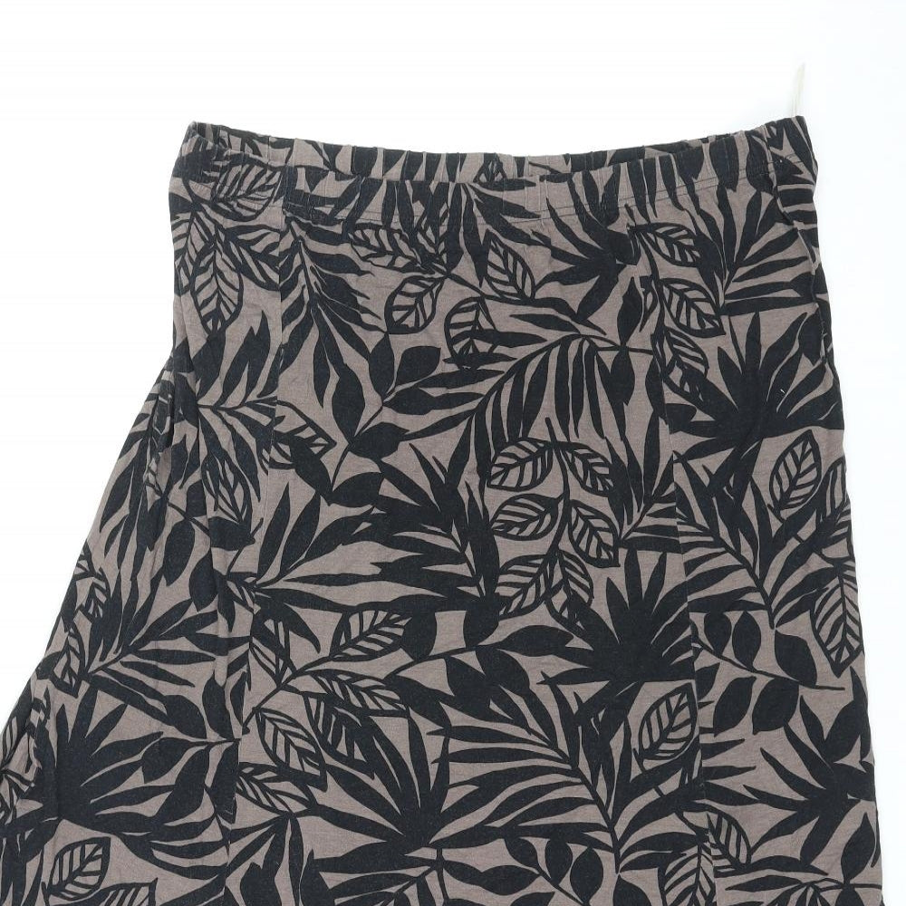 Cotswold Collection Womens Multicoloured Geometric Viscose Swing Skirt Size 2XL - Leaf pattern