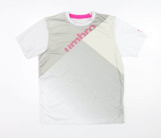 Umbro Womens Multicoloured Colourblock Polyester Basic T-Shirt Size L Round Neck Pullover