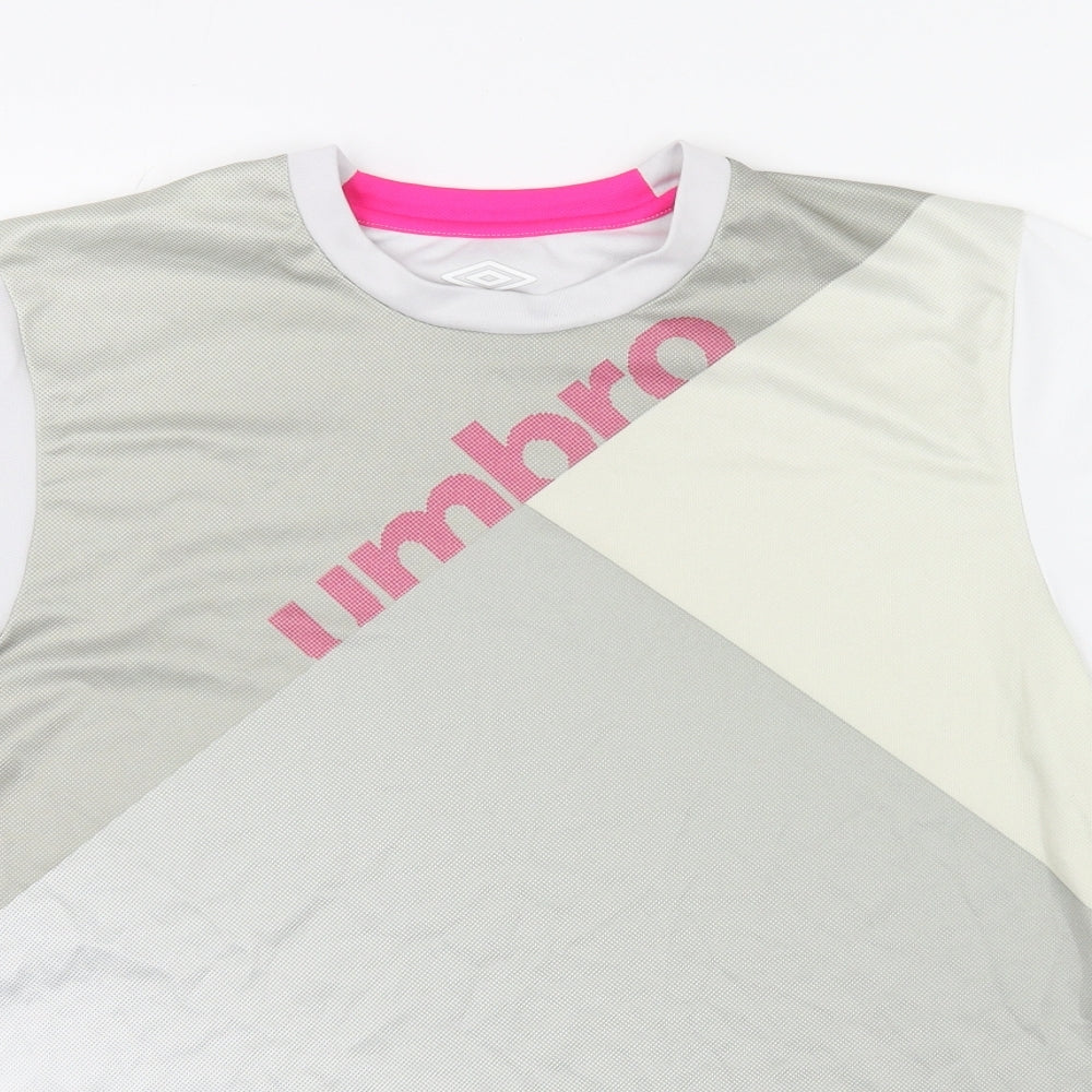 Umbro Womens Multicoloured Colourblock Polyester Basic T-Shirt Size L Round Neck Pullover