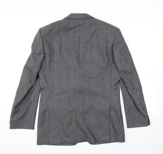 St Michael Mens Grey Check Polyester Jacket Suit Jacket Size 38 Regular