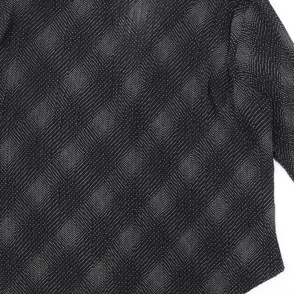 Marks and Spencer Womens Black Geometric Polyester Basic Button-Up Size 12 Collared