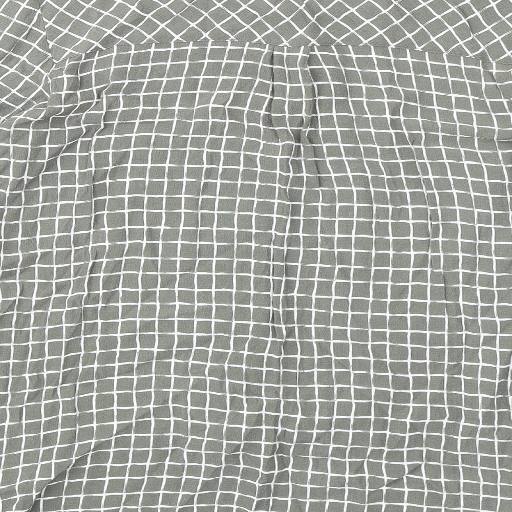 Topshop Womens Green Check Viscose Basic Button-Up Size 8 Collared