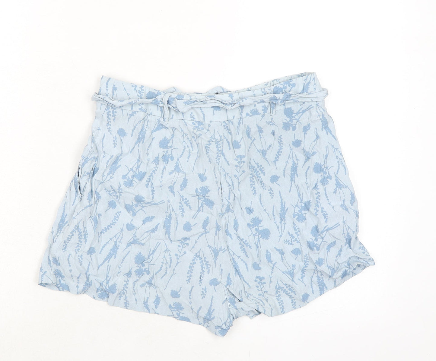 Jack Wills Womens Blue Floral Viscose Bermuda Shorts Size 8 Extra-Slim Zip