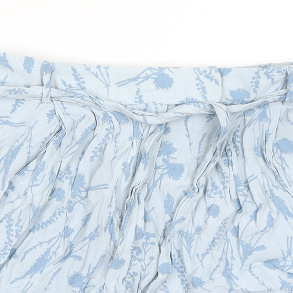 Jack Wills Womens Blue Floral Viscose Bermuda Shorts Size 8 Extra-Slim Zip