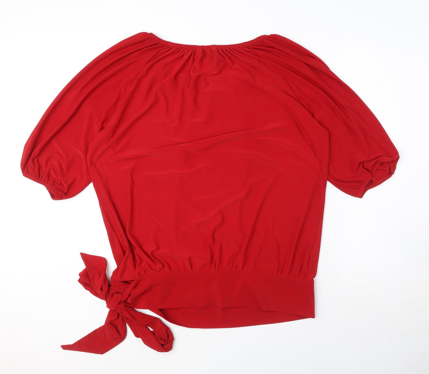 Nina Leonard Womens Red Polyester Basic T-Shirt Size M Round Neck