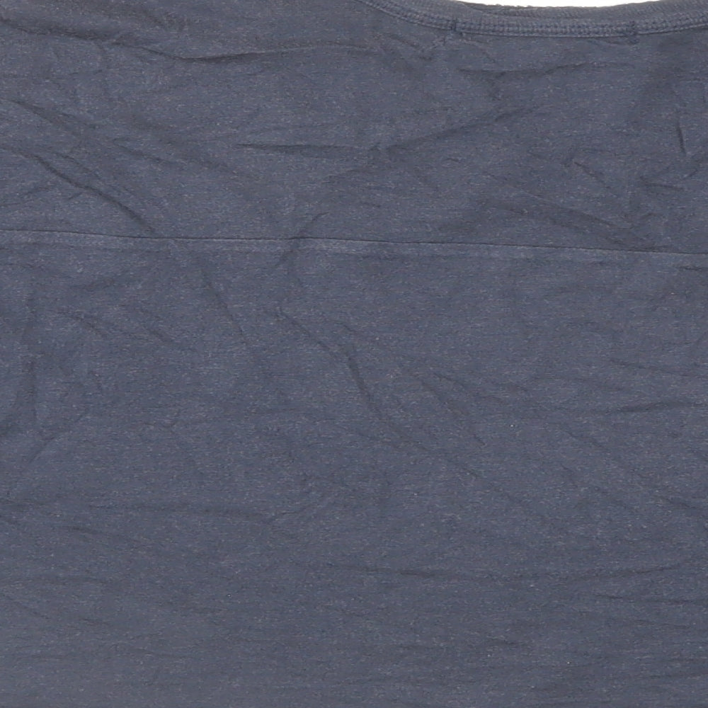 Pull&Bear Womens Blue Polyester Cropped T-Shirt Size L V-Neck