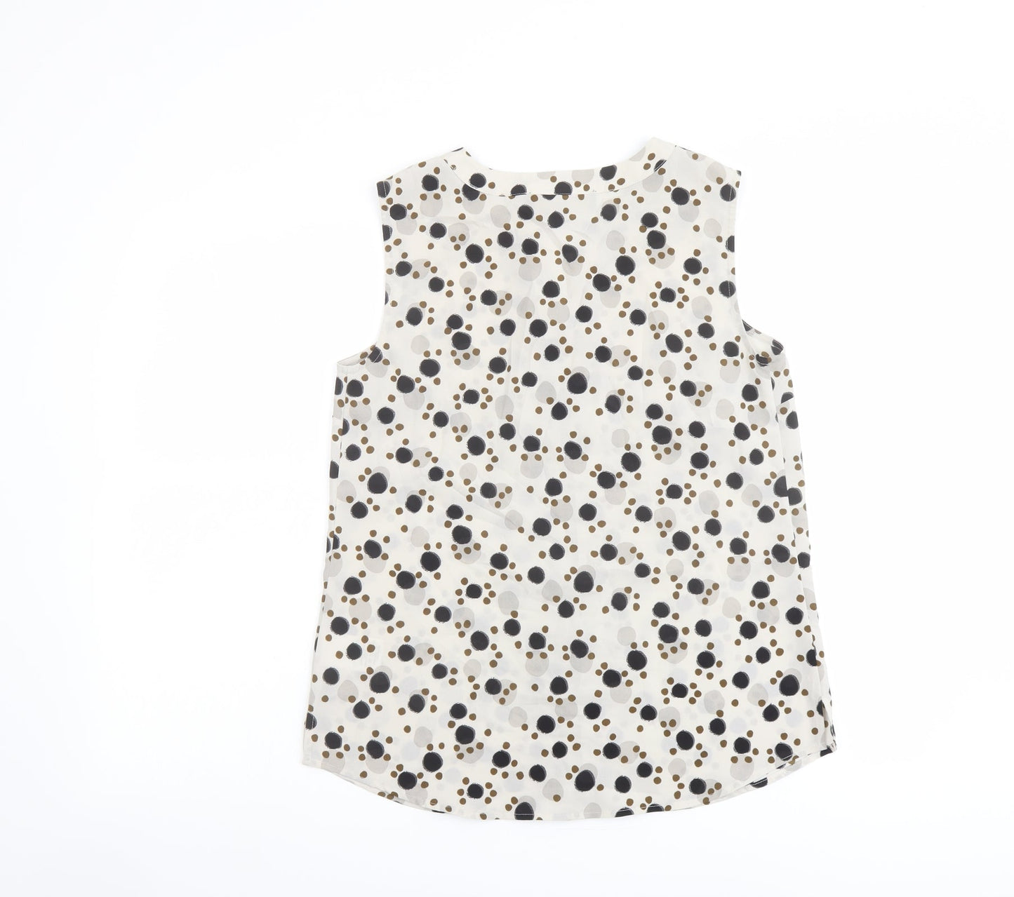 Paul Costelloe Womens Beige Polka Dot Polyester Basic Blouse Size 10 Henley