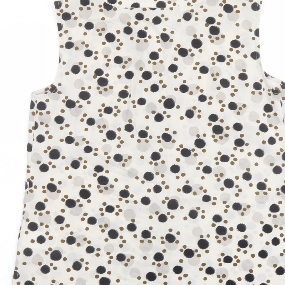 Paul Costelloe Womens Beige Polka Dot Polyester Basic Blouse Size 10 Henley