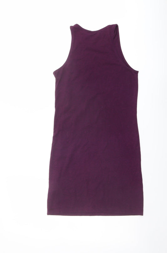 H&M Womens Purple Polyester Tank Dress Size S Round Neck Pullover