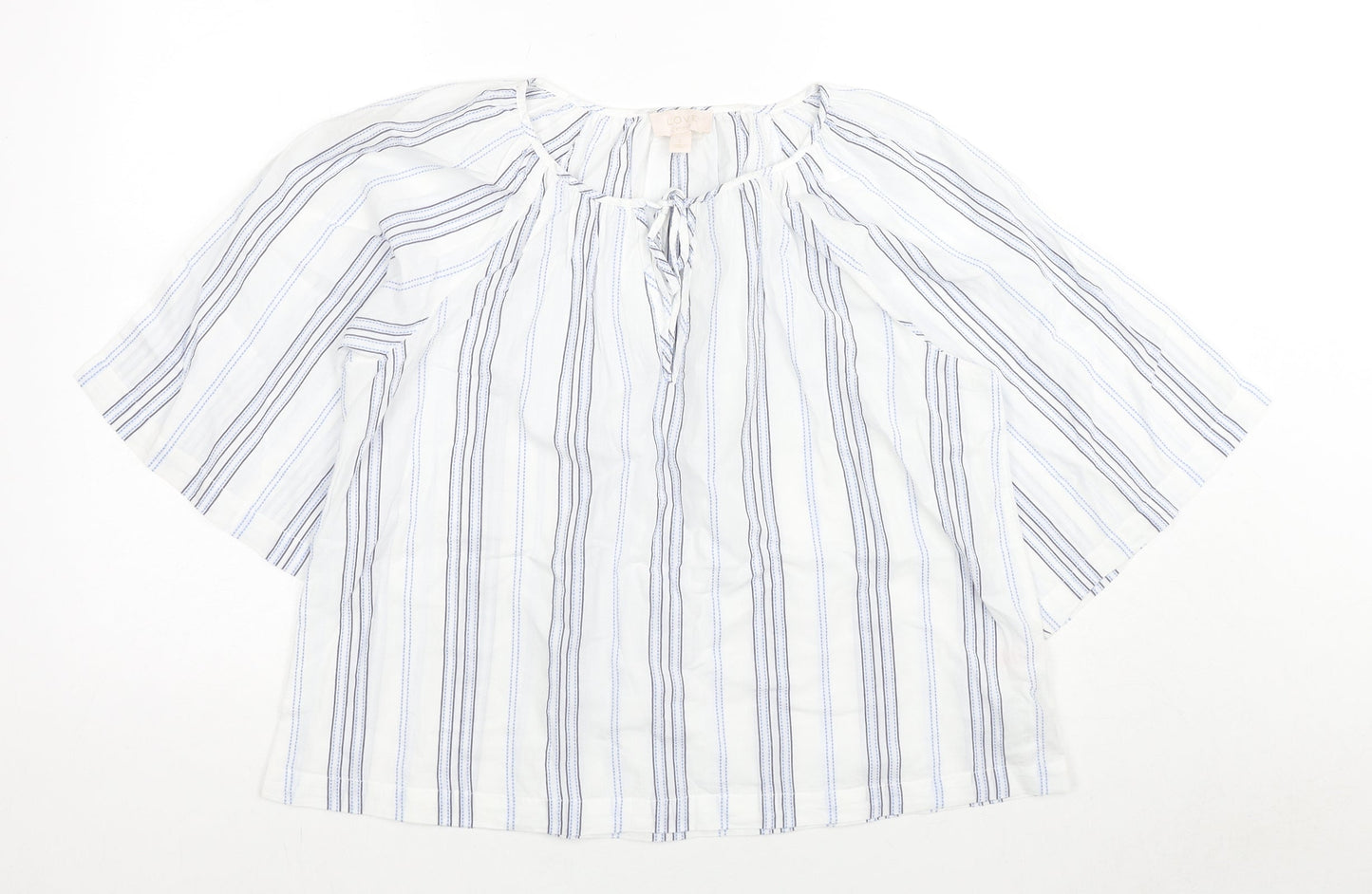 Gap Womens White Striped Cotton Basic Blouse Size S Round Neck