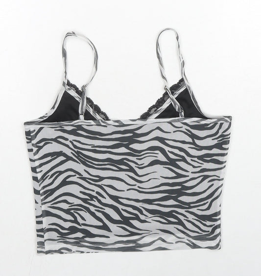 Hollister Womens Black Animal Print Polyester Camisole Blouse Size S Sweetheart