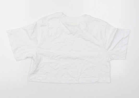 Womens UK Size S Pull&Bear White Cotton T-Shirt