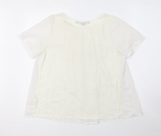 French Connection Womens White Polyester Basic Blouse Size S Round Neck - Pleat Neckline