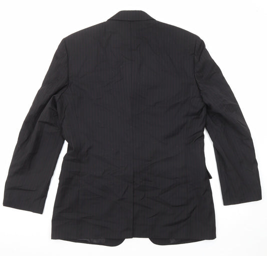 BHS Mens Black Striped Wool Jacket Suit Jacket Size 40 Regular