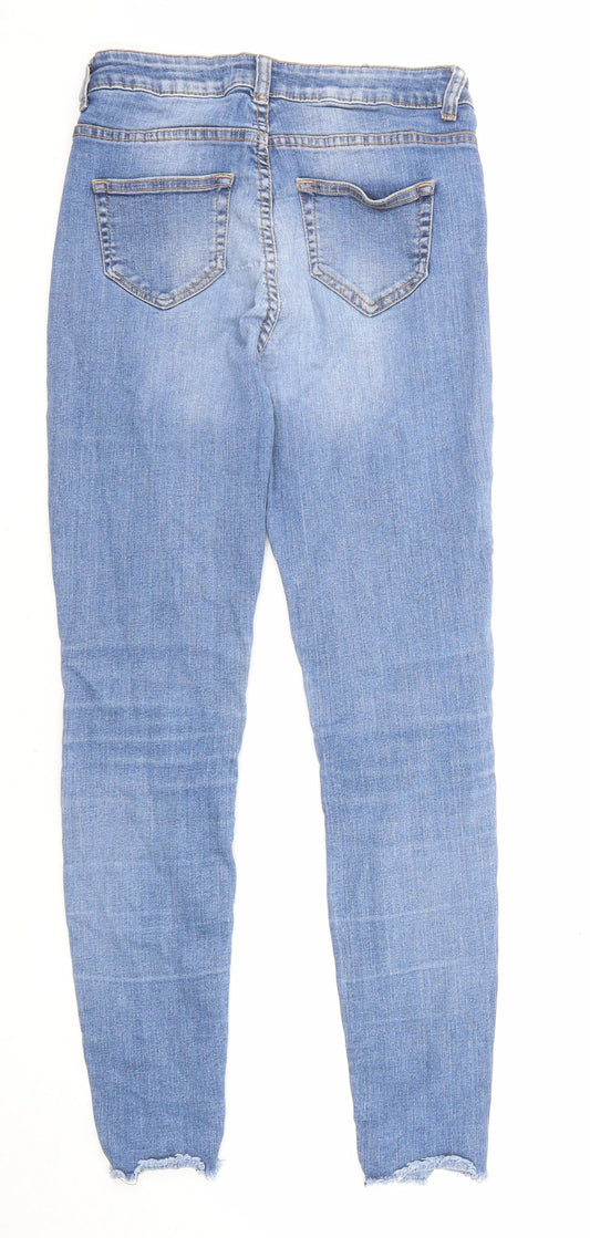 Maison Cinqcent Womens Blue Cotton Skinny Jeans Size 10 L27 in Regular Zip - Raw Hem