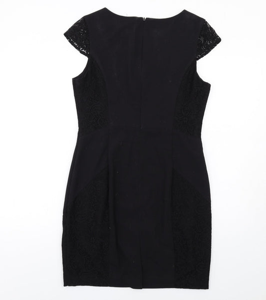 TOKITO Womens Black Polyester Shift Size 12 Round Neck Zip