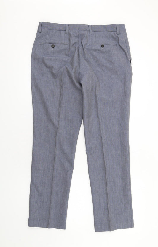 NEXT Womens Blue Wool Dress Pants Trousers Size 34 L29 in Regular Zip