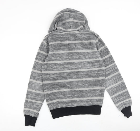 Lee Cooper Mens Grey Striped Cotton Pullover Hoodie Size XS
